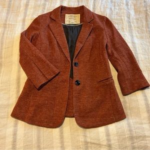 Rust coloured knit blazer from Anthropologie